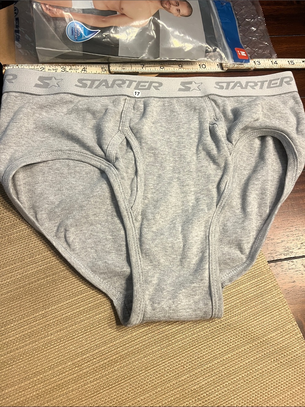 .17.  Vintage 09’s xl STARTER Gray Men's Cotton Briefs with Logo Waistband